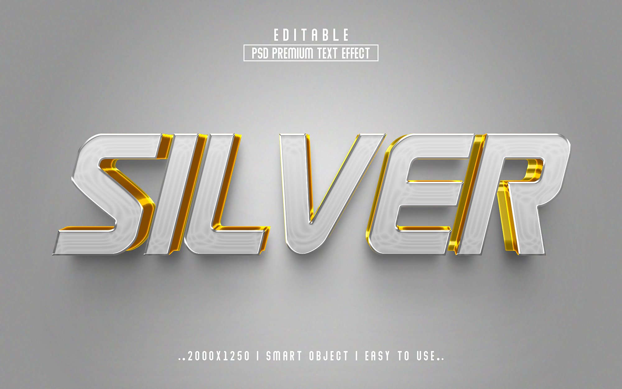 Silver 3D Editable Text Effect stylecover image.