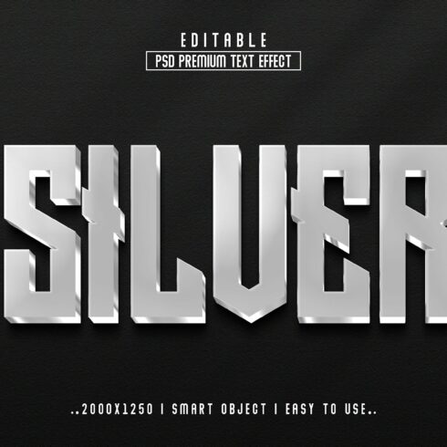 Silver 3D Editable psd Text Effectcover image.