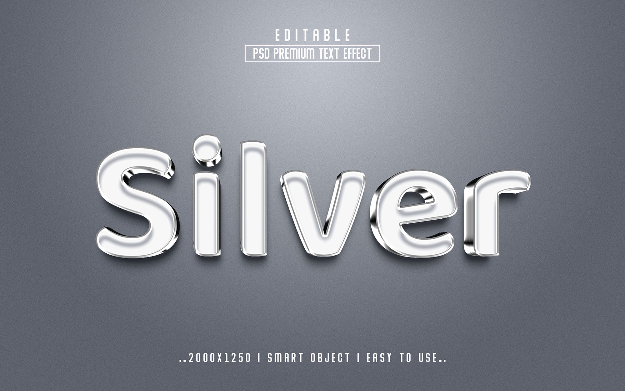 Silver 3D Editable Text Effect stylecover image.
