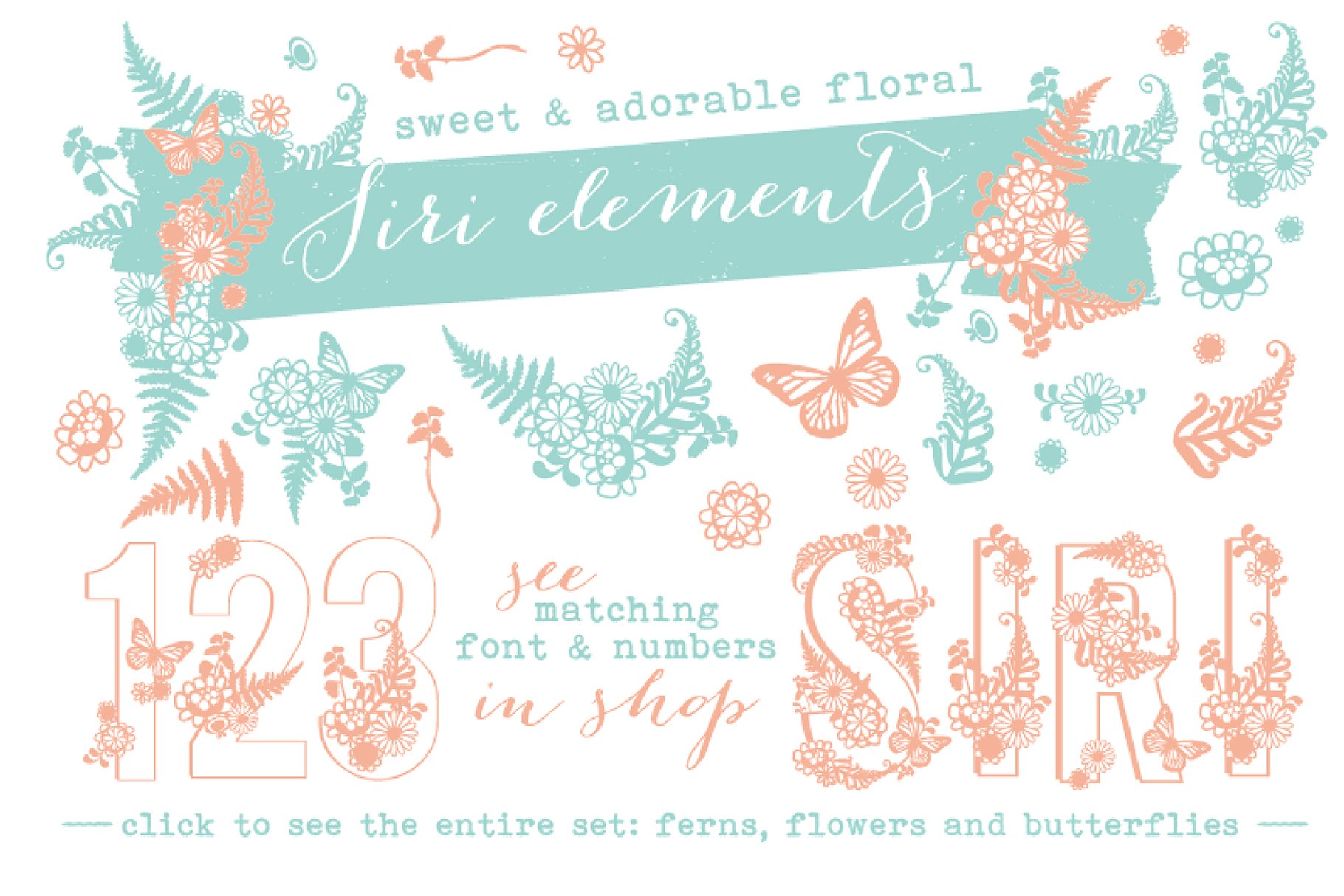 Siri Floral Elements Font cover image.