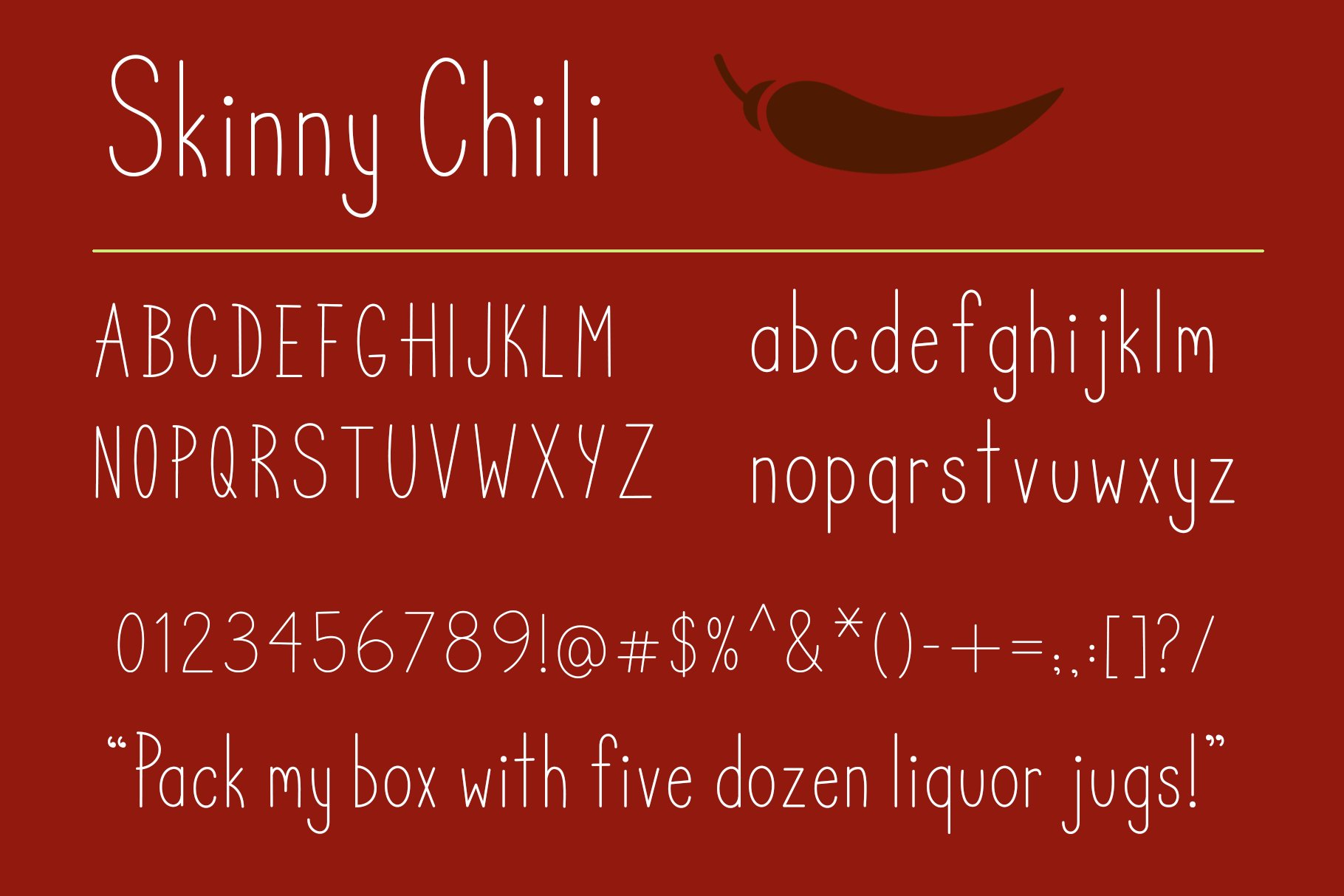 Skinny Chili font preview image.