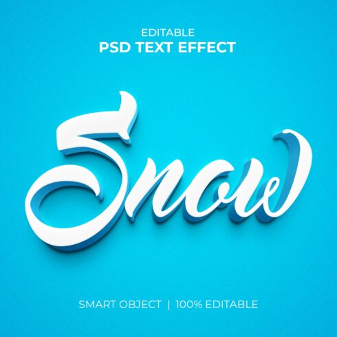 Snow editable 3d text effect mockupcover image.
