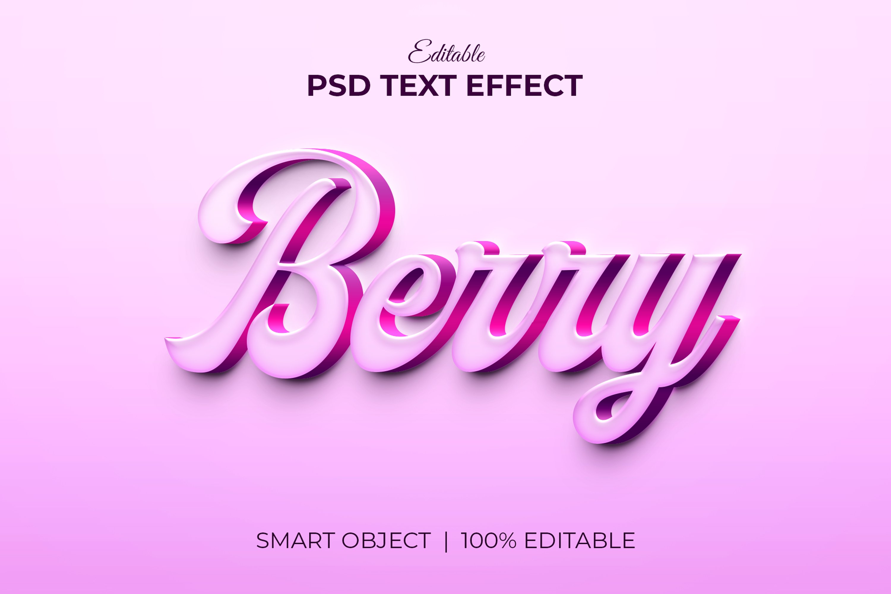 Berry editable 3d text effect mockupcover image.