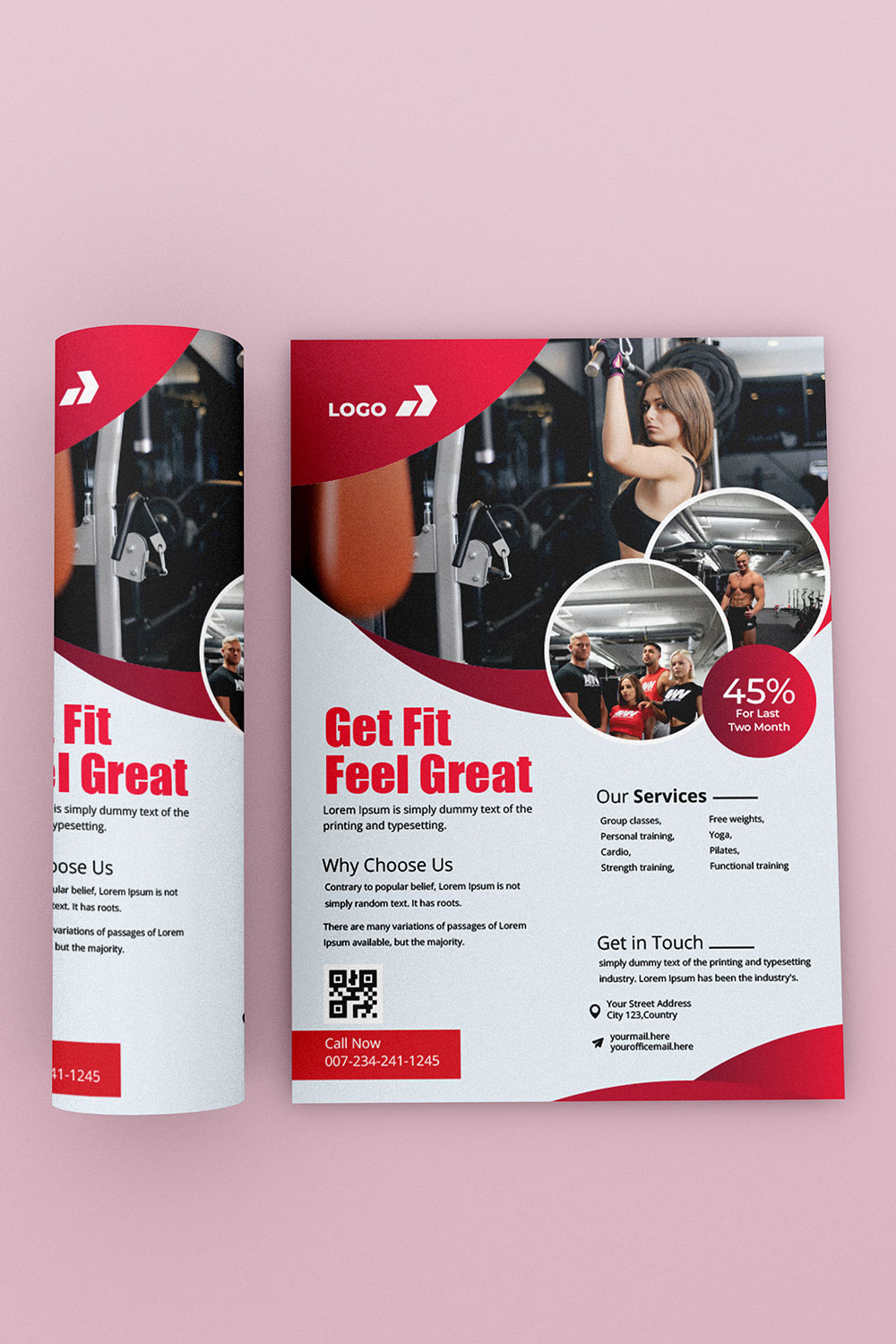 Professional Gym Flyer Template pinterest preview image.