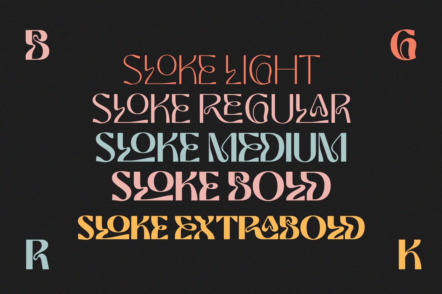 sloke psychedelic font family five weights 748