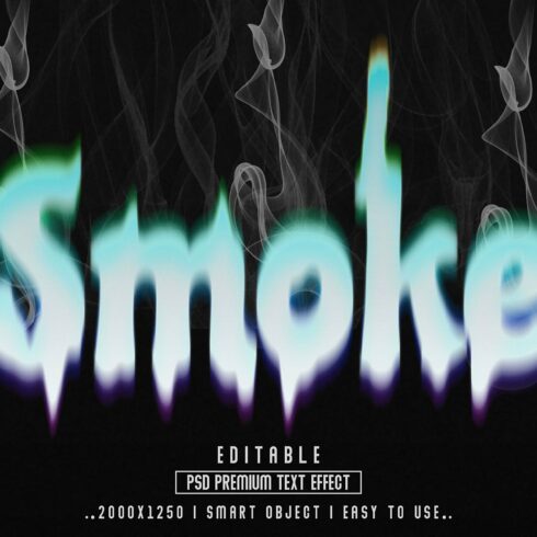 Smoke 3D Editable Text Effect stylecover image.