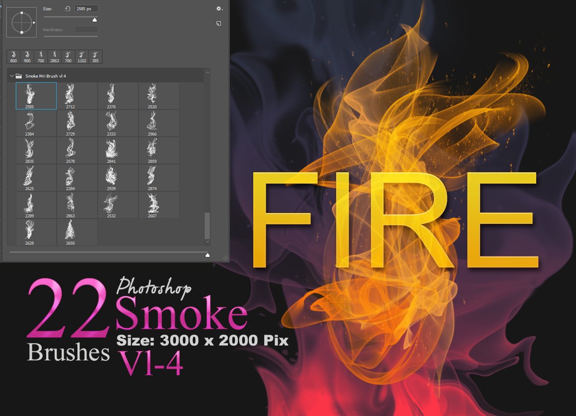 Fire and Smoke Photoshop Brushescover image.