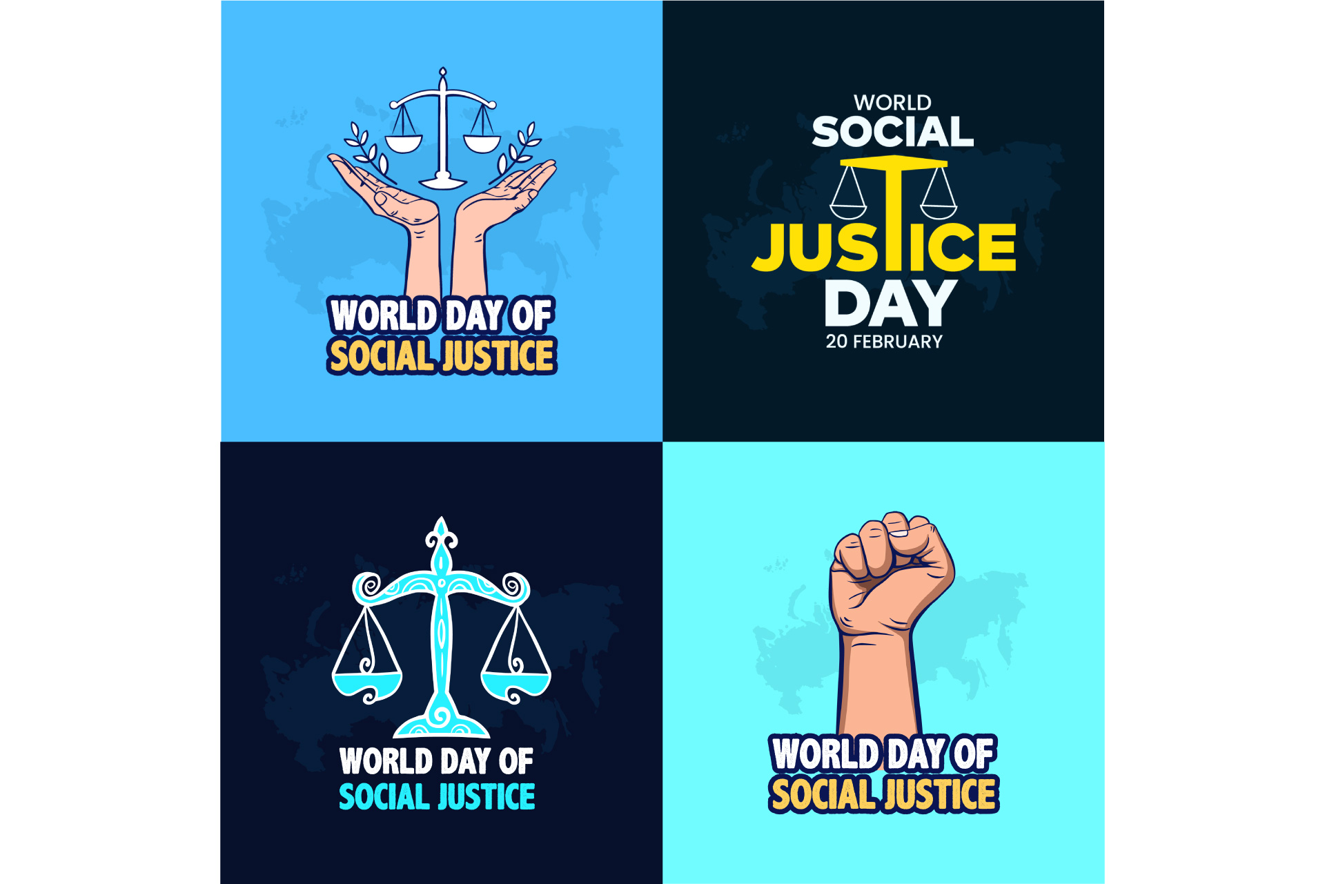 world day of social justice Vector Illustration Graphic Template Set cover image.