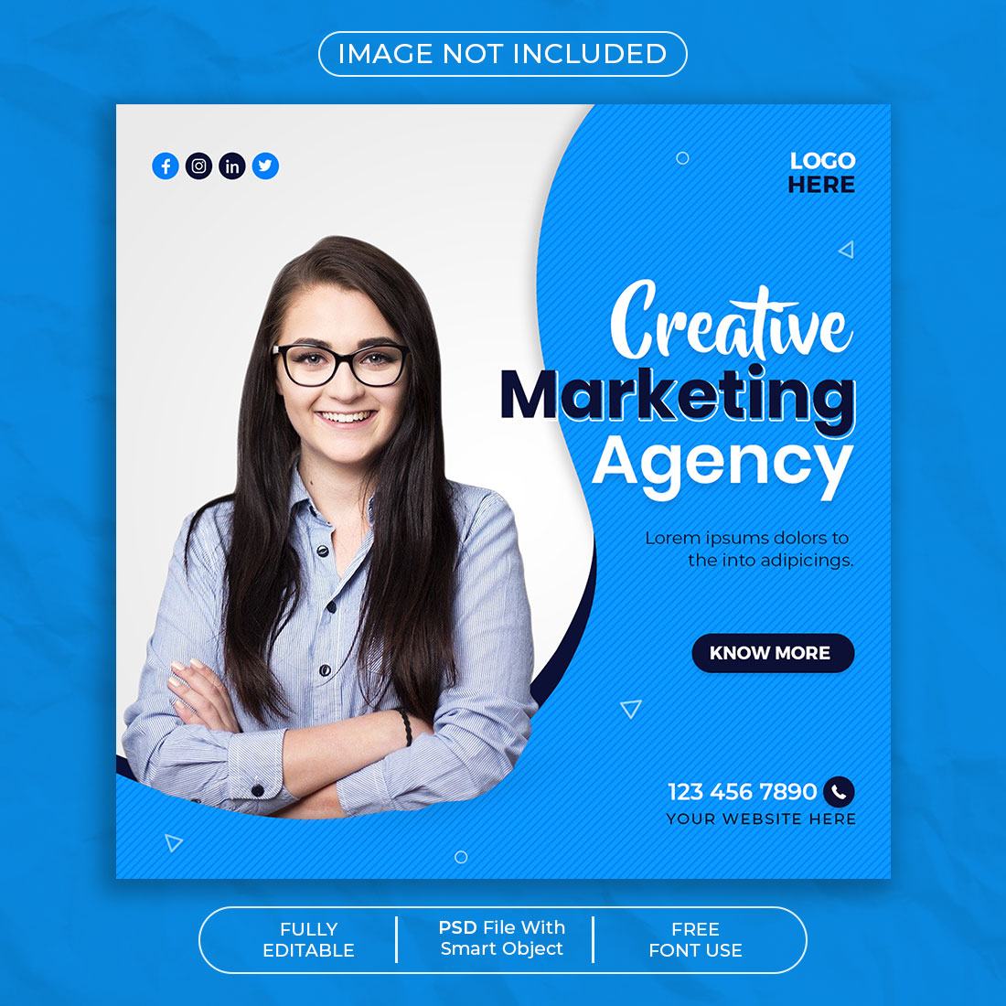 Creative Marketing Agency Social Media Post Template cover image.