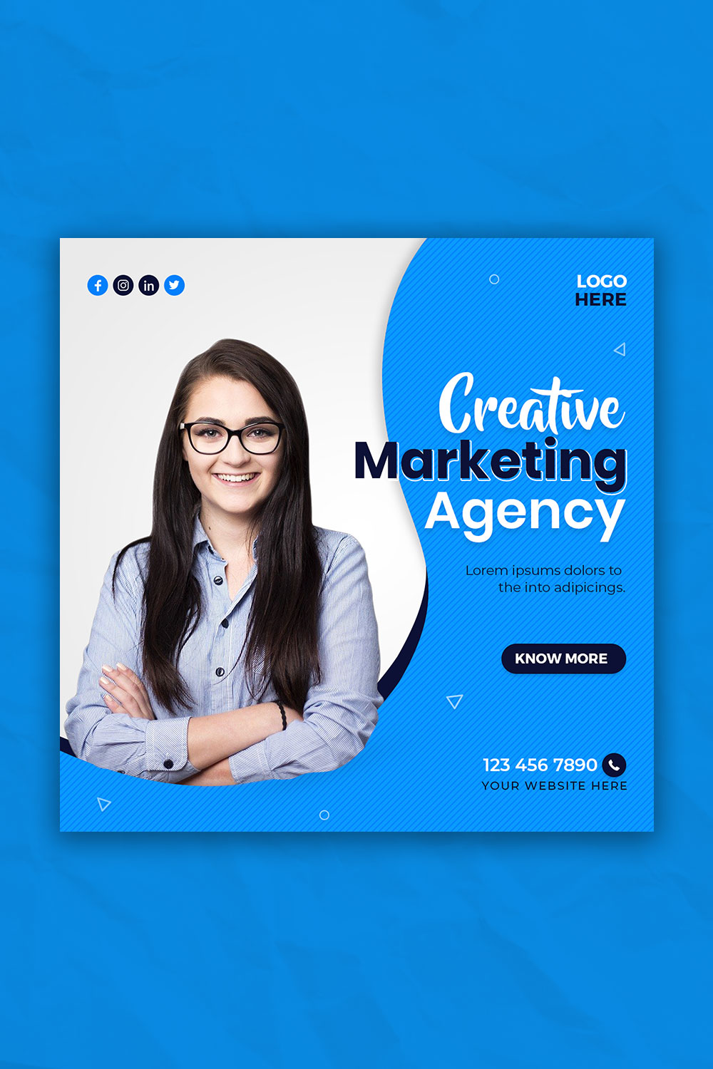 Creative Marketing Agency Social Media Post Template pinterest preview image.