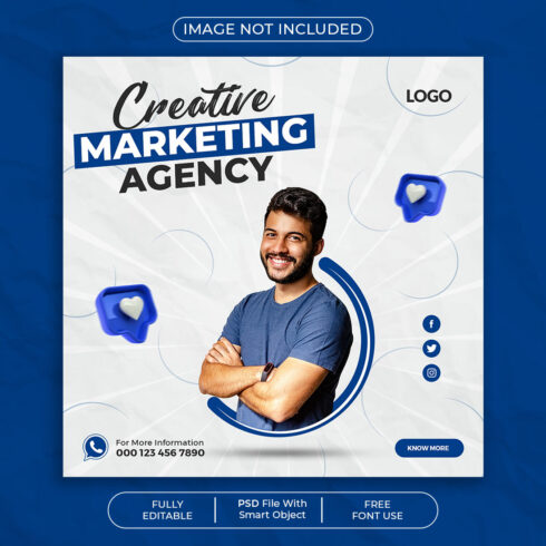 Creative Marketing Agency Social Media Post Design Template cover image.