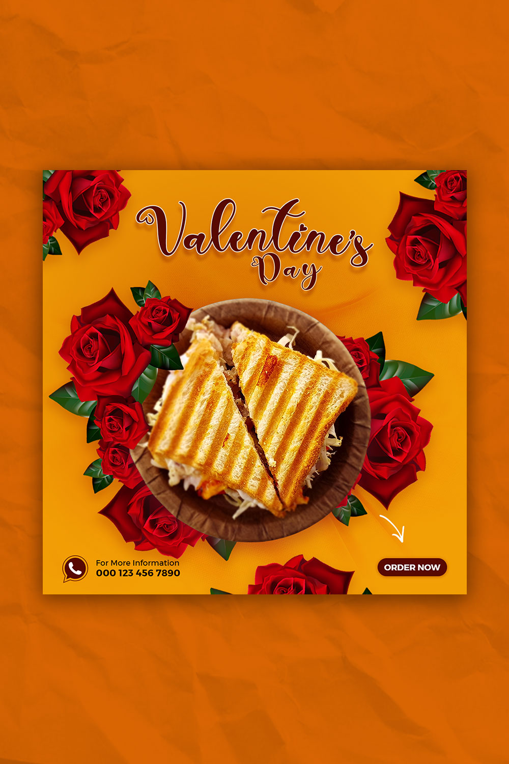 Special Valentine Day Dinner Menu Social Media Post Template pinterest preview image.