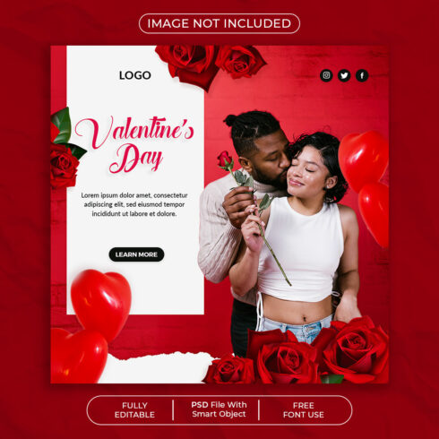 Valentine Day Sale Social Media Post Template cover image.