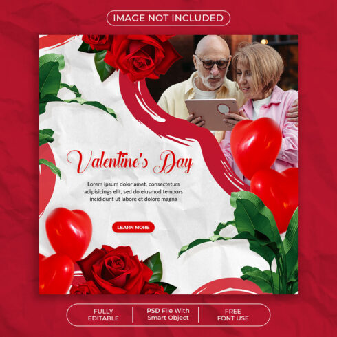 Happy Valentine Day Social Media Post Template cover image.