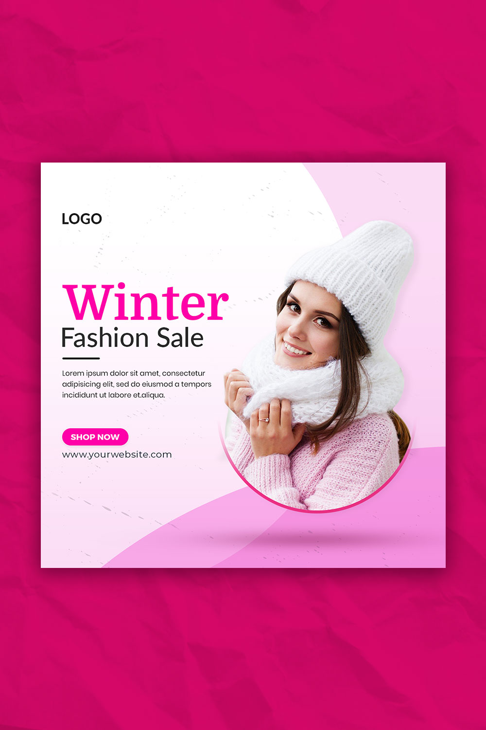 Winter Fashion Sale Social Media Post Template pinterest preview image.