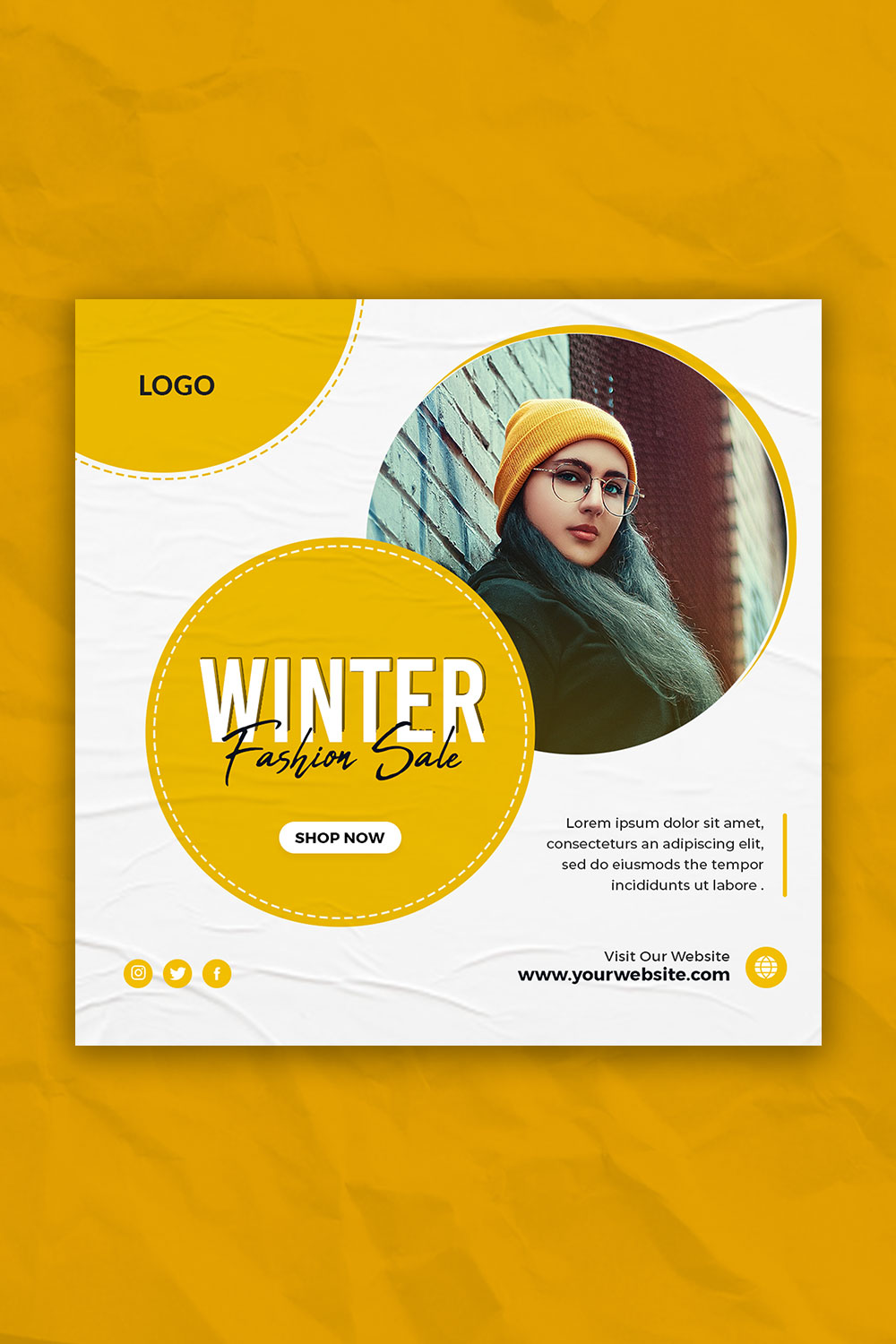 Winter Fashion Sale Social Media Post Template pinterest preview image.