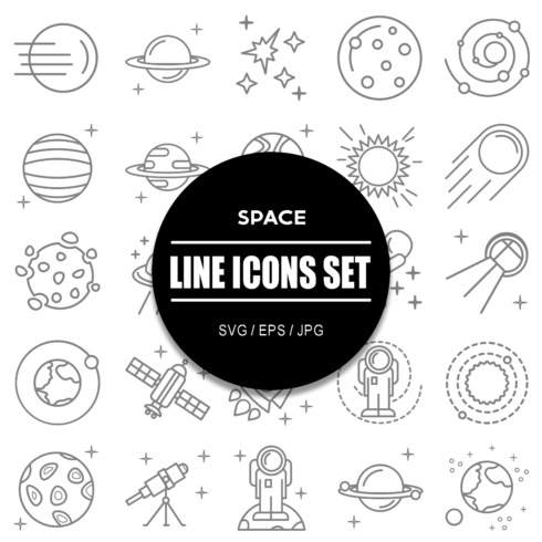 Space Line Icon Set cover image.