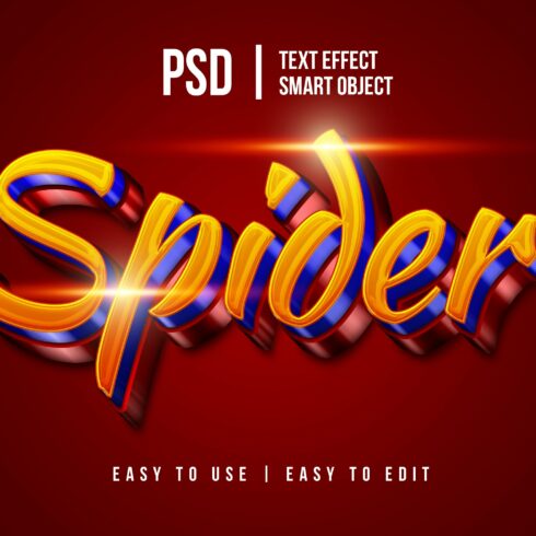hero spider editable text 3d effectcover image.