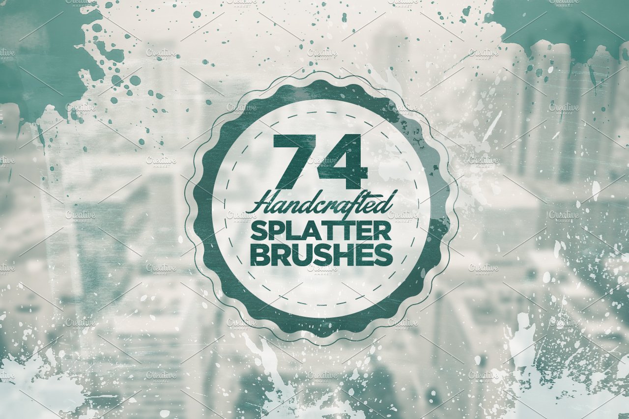 74 Handcrafted Splatter Brushescover image.