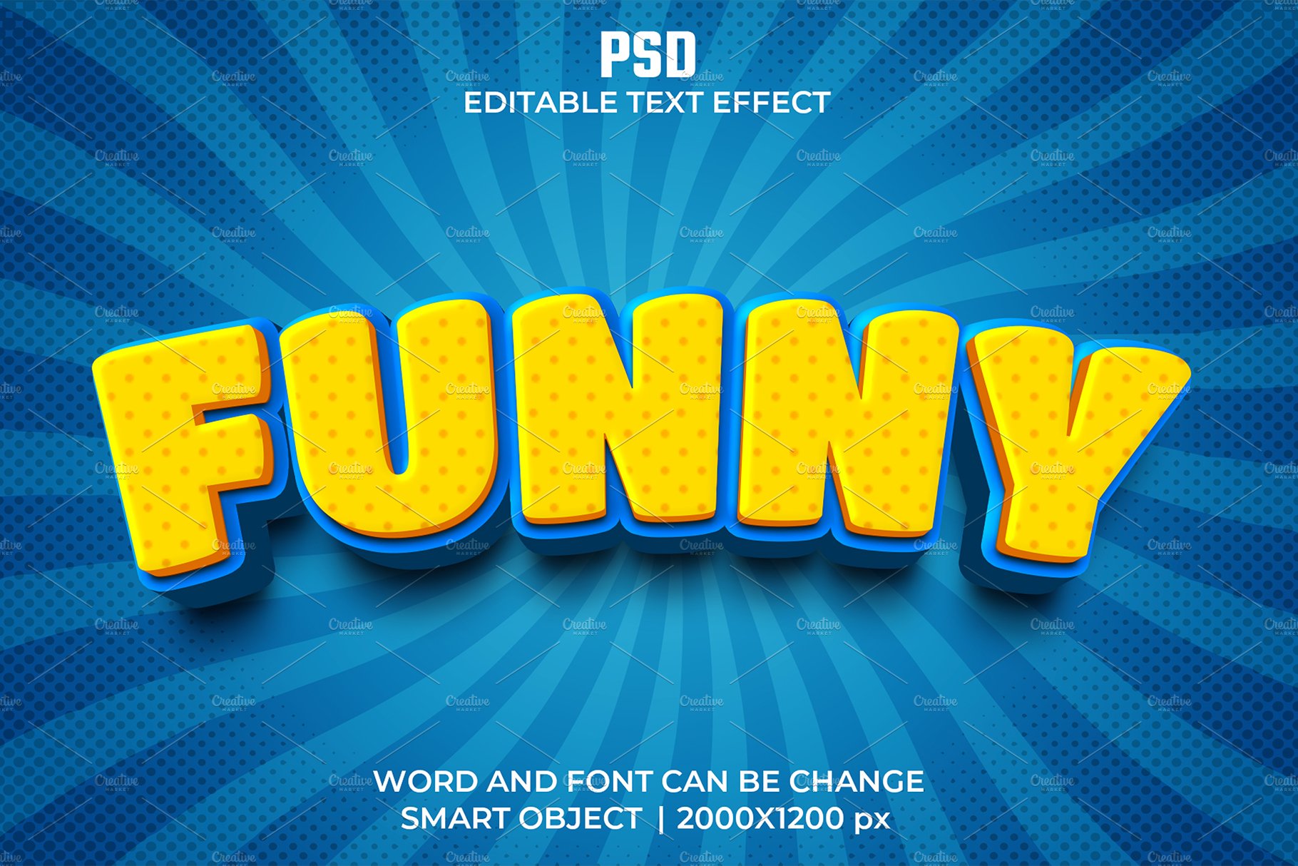 Funny 3d Editable Psd Text Effectcover image.