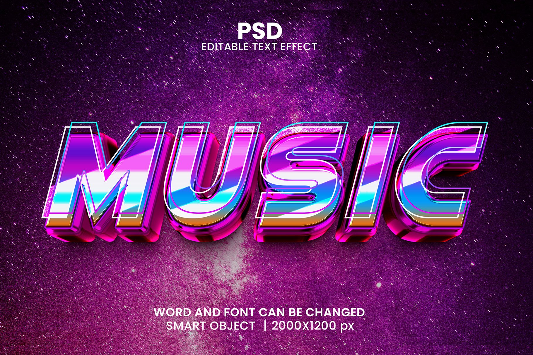 Music 3d Editable Psd Text Effectcover image.
