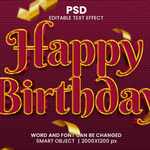 Happy Birthday 3d Psd Text Effectcover image.