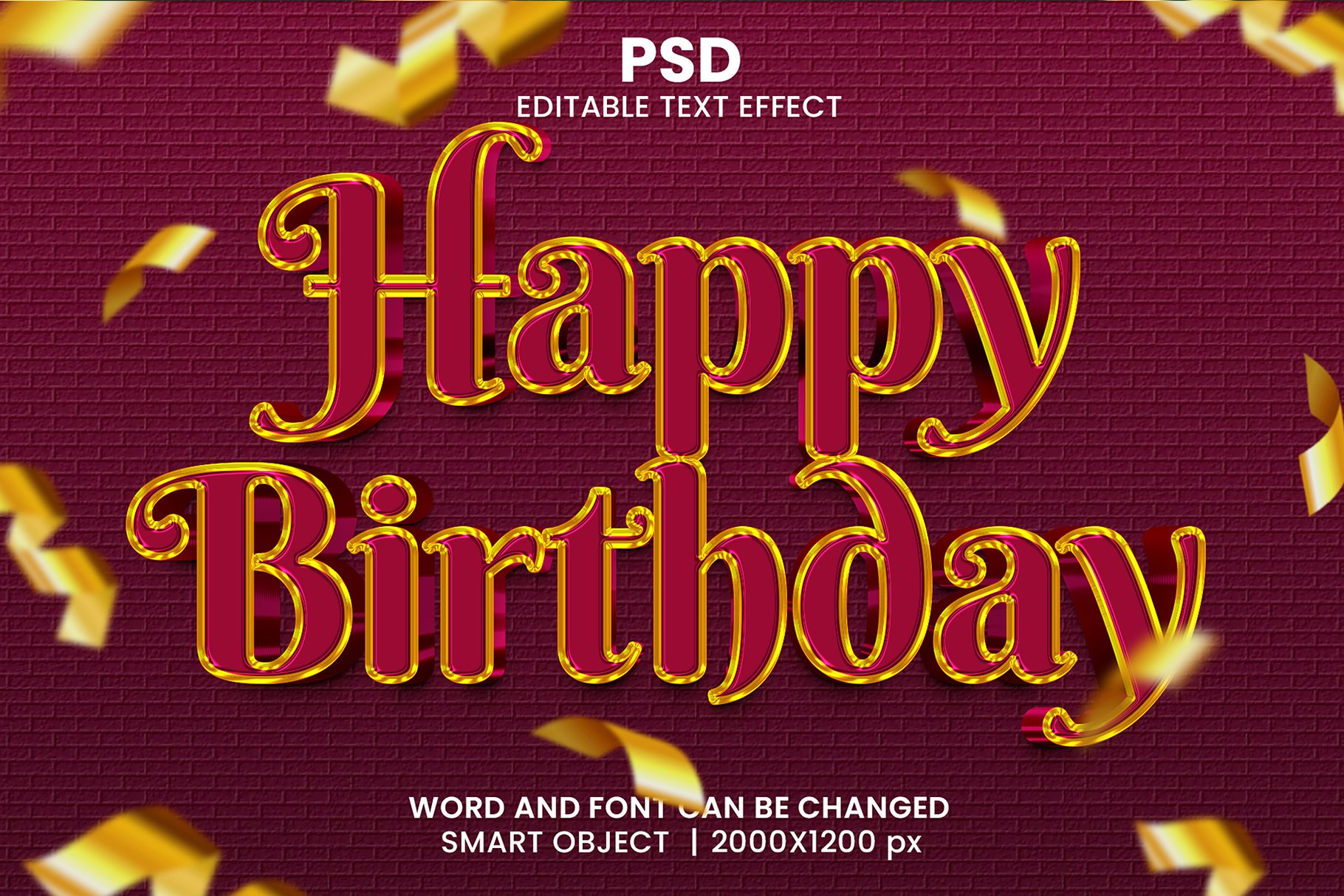 Happy Birthday 3d Psd Text Effectcover image.