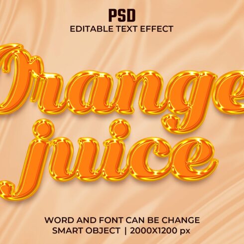 Orange juice 3d Psd Text Effectcover image.