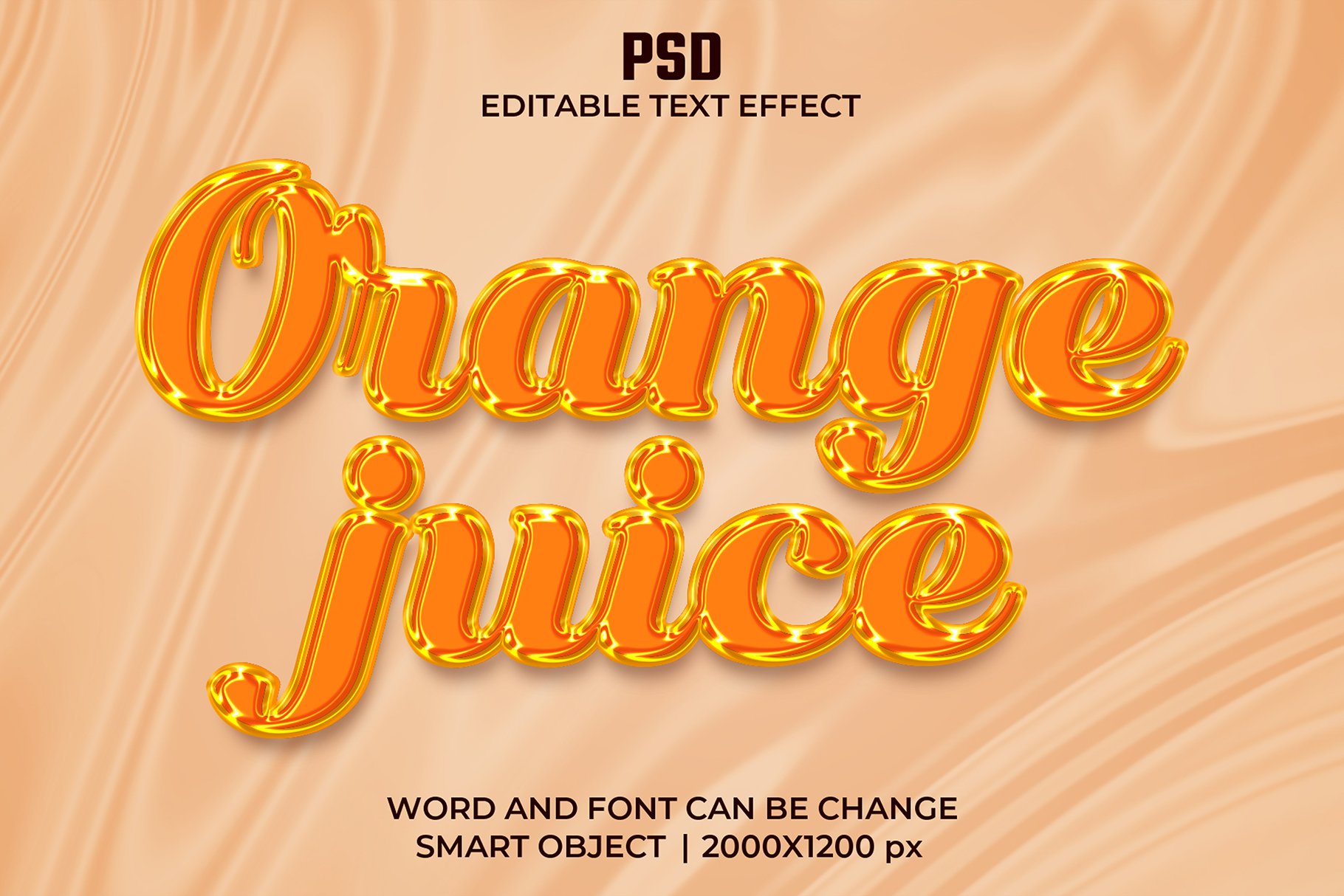 Orange juice 3d Psd Text Effectcover image.