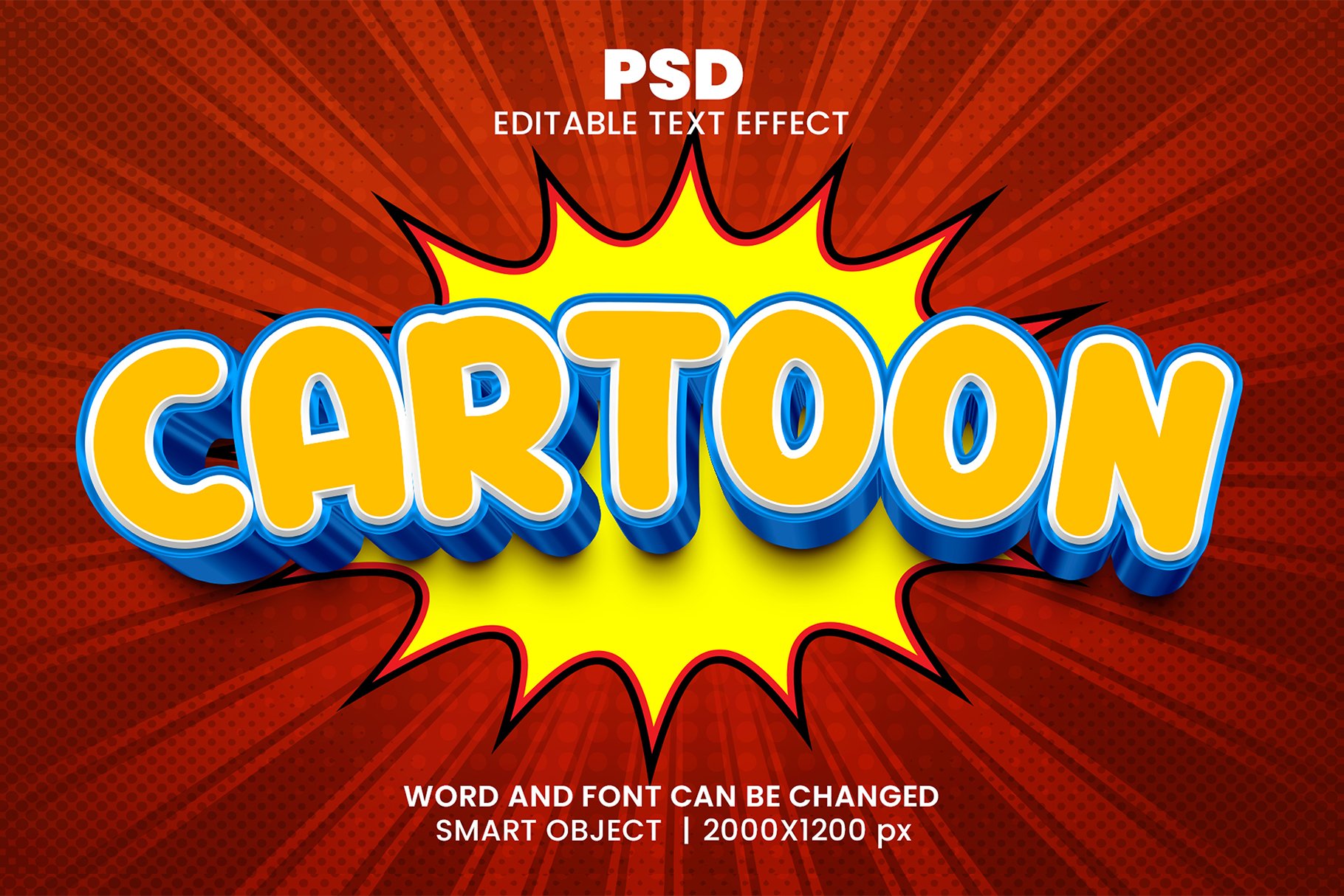 Cartoon 3d Editable Text Effectcover image.