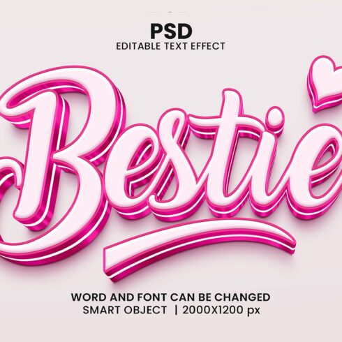 Bestie 3d Editable Psd Text Effectcover image.