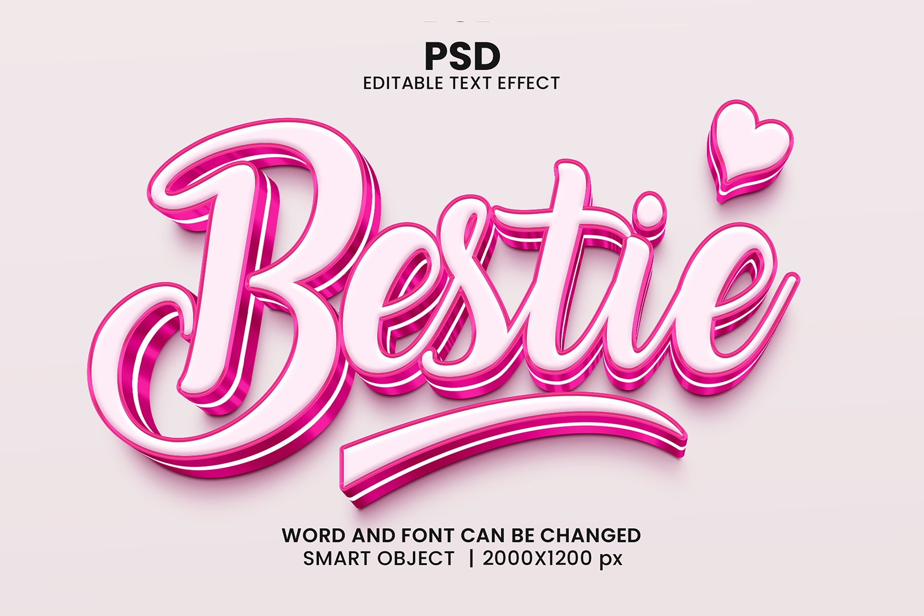 Bestie 3d Editable Psd Text Effectcover image.