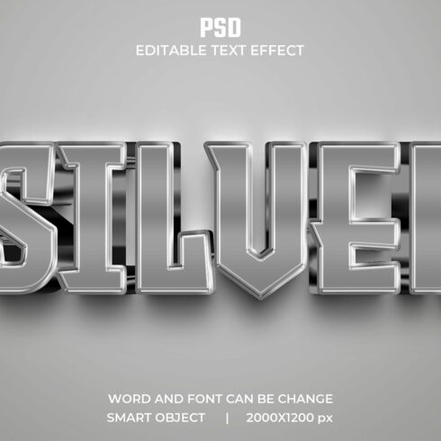Silver 3d Editable Psd Text Effectcover image.