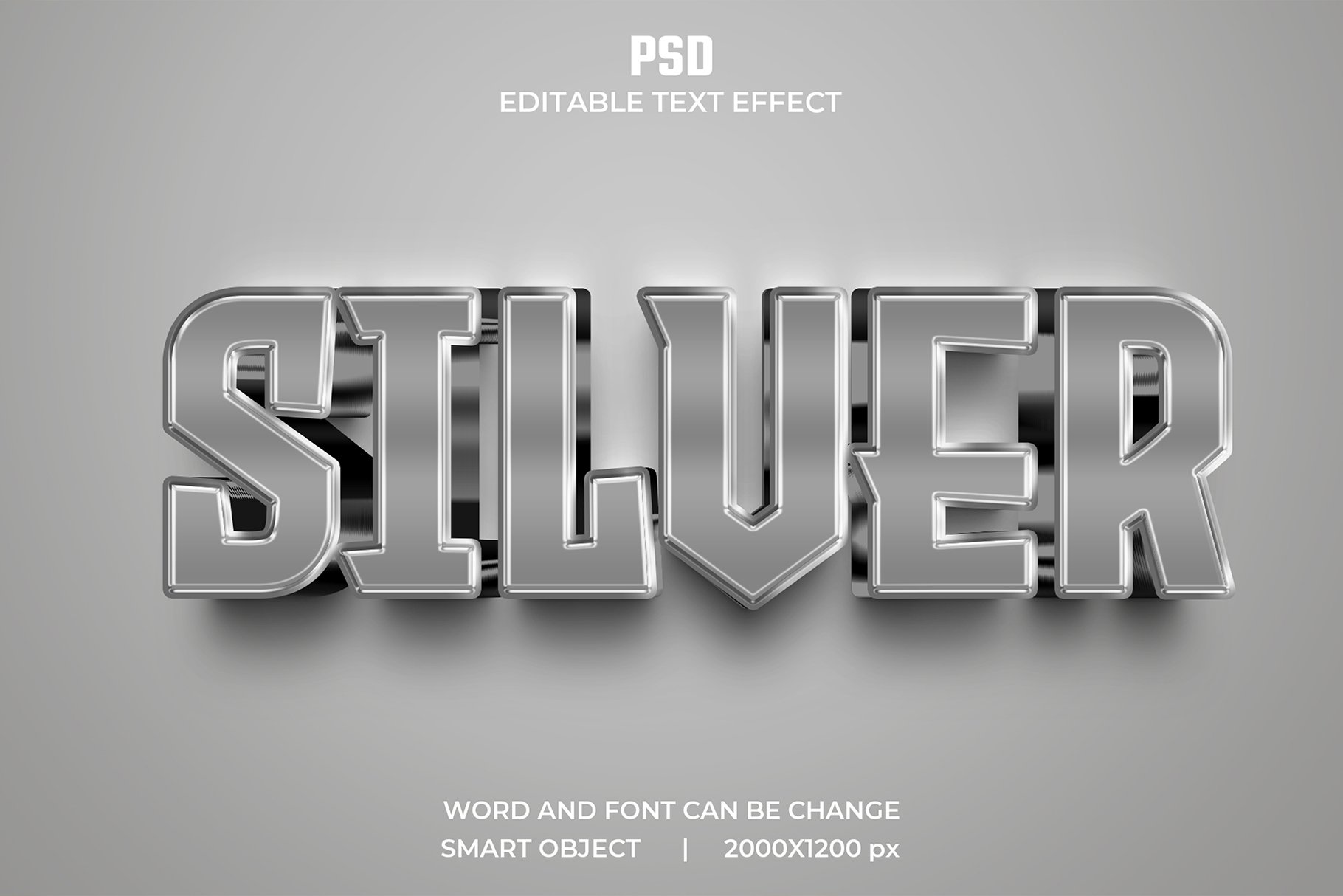 Silver 3d Editable Psd Text Effectcover image.