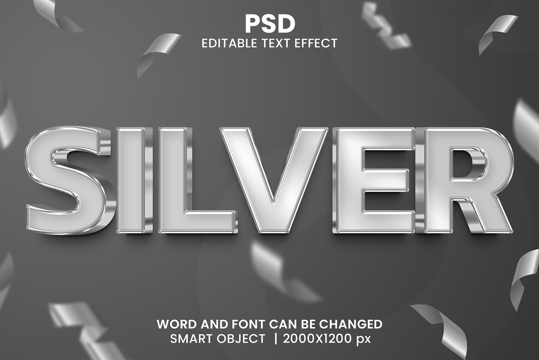 Silver 3d Editable Text Effect Stylecover image.