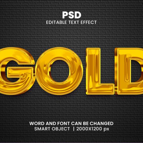 Gold 3d Editable Text Effect Stylecover image.