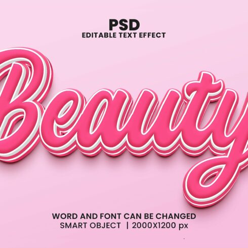 beauty editable 3d text effectcover image.