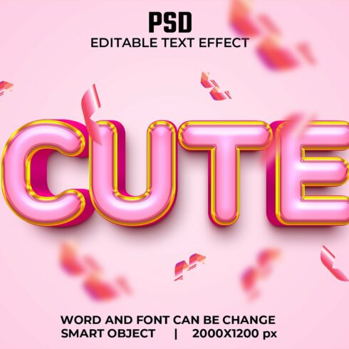 Cute 3d Editable Psd Text Effectcover image.