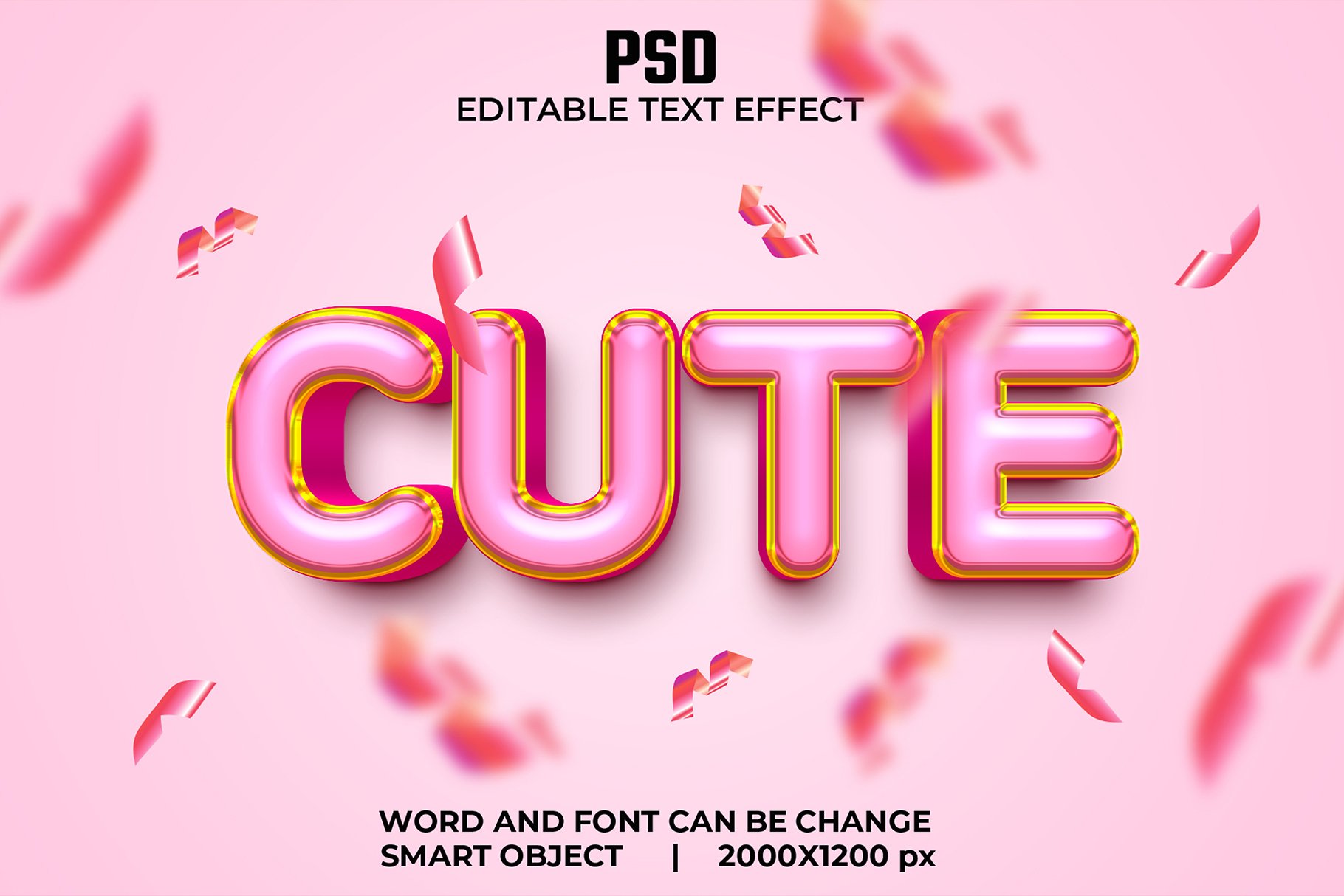 Cute 3d Editable Psd Text Effectcover image.