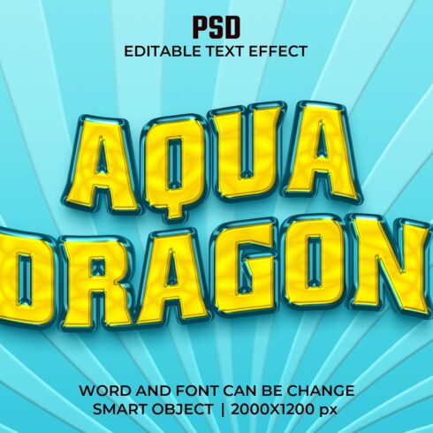 Aqua dragon 3d Psd Text Effectcover image.