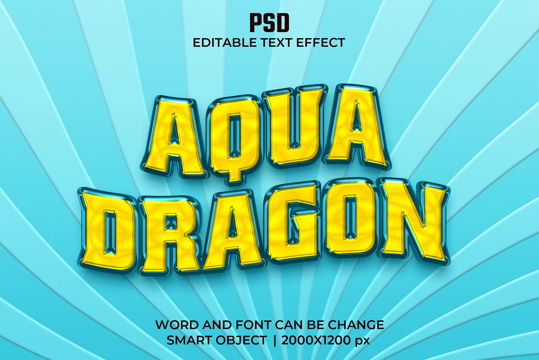 Aqua dragon 3d Psd Text Effectcover image.