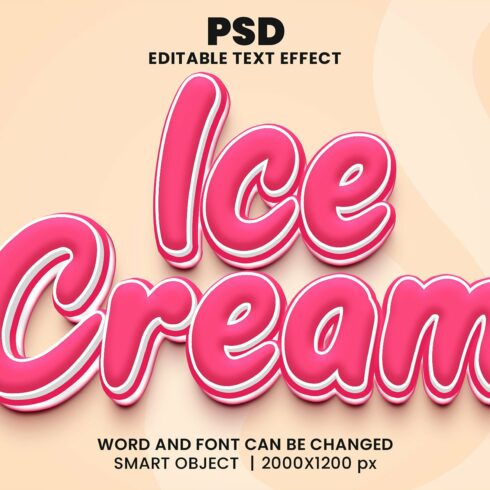 Ice cream 3d Editable Text Effectcover image.
