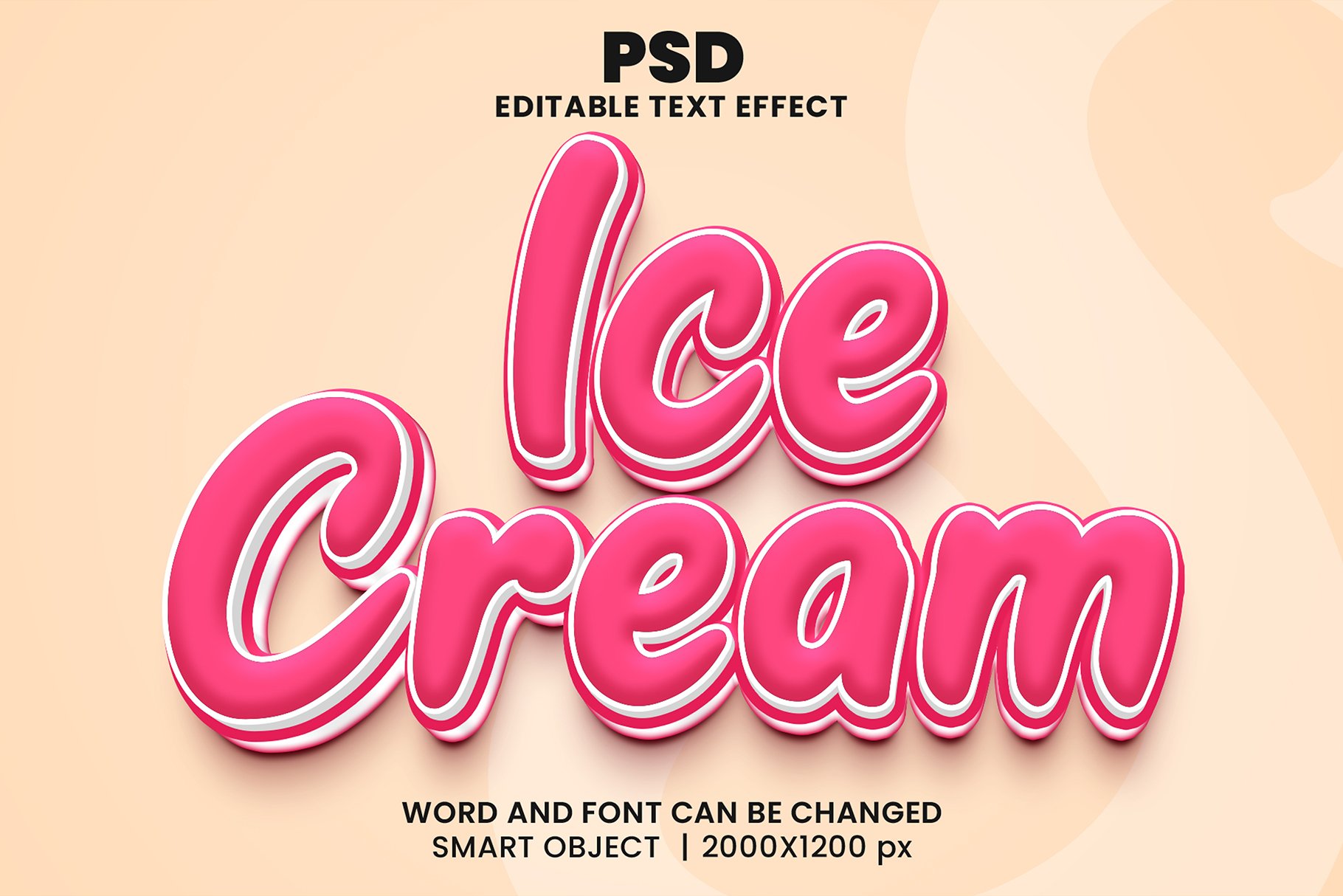 Ice cream 3d Editable Text Effectcover image.