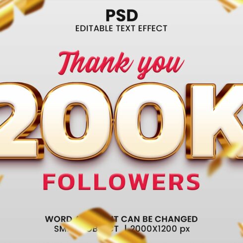 200k luxury 3d Psd Text Effectcover image.
