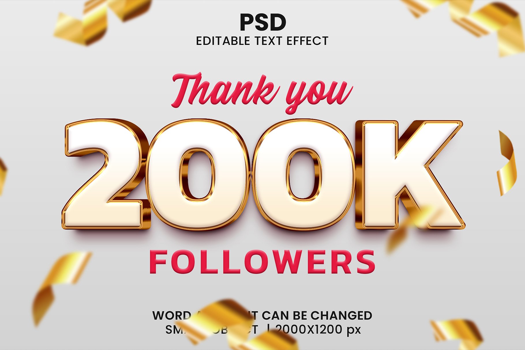 200k luxury 3d Psd Text Effectcover image.