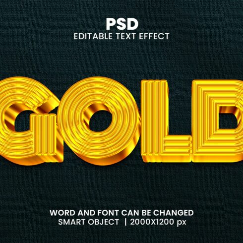 Gold 3D Text Effect PSDcover image.