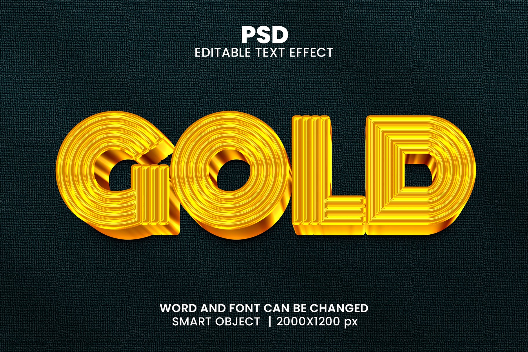 Gold 3D Text Effect PSDcover image.