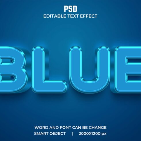 Blue 3d Editable Psd Text Effectcover image.