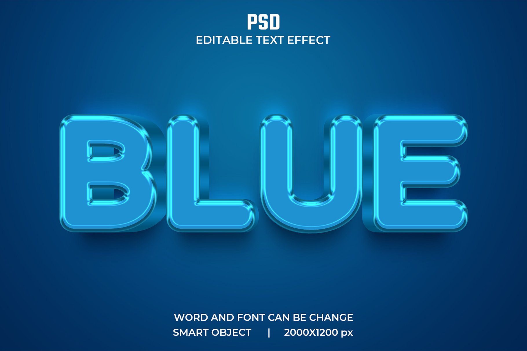 Blue 3d Editable Psd Text Effectcover image.