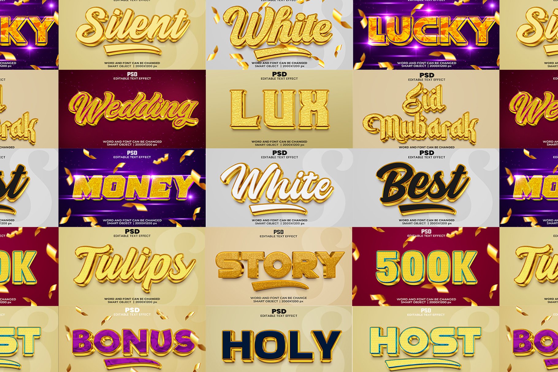 Golden 3d text effect bundle V.04cover image.